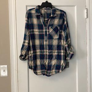 Flannel, half button down shirt